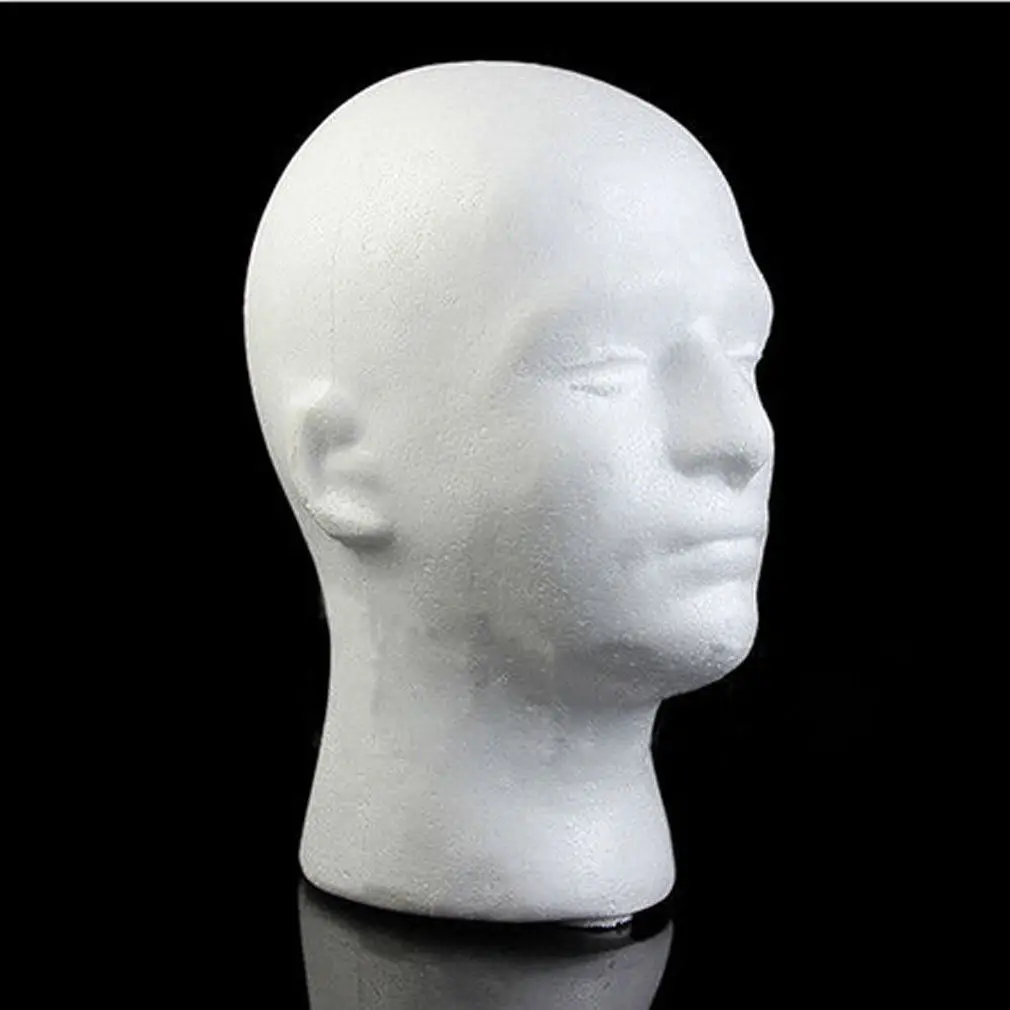 1pc Male Styrofoam Foam Manikin Head Mannequin Head Display Stand Rack Wig Display Hat Glasses Stand Wig Hair Hat Headset thumbnail 2
