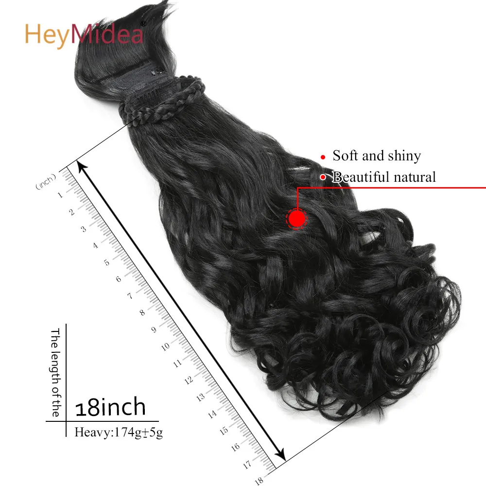 Ponytail Extension Synthetic Curly Ponytail With Bangs Clip In Hair Extension Afro Drawstring Ponytail African American HeyMidea thumbnail 5