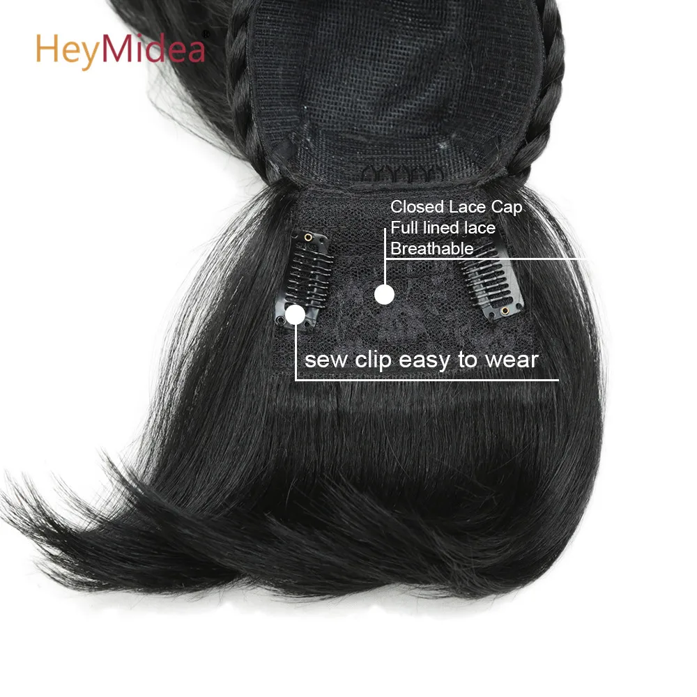 Ponytail Extension Synthetic Curly Ponytail With Bangs Clip In Hair Extension Afro Drawstring Ponytail African American HeyMidea thumbnail 6