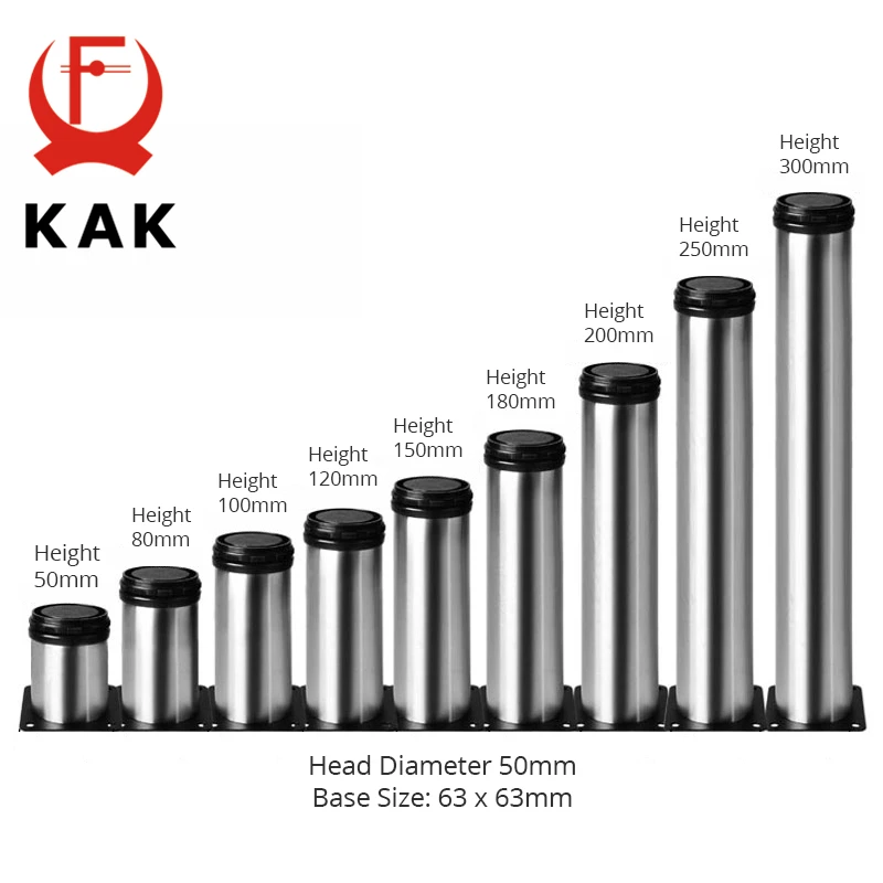 KAK Stainless Steel Furniture Leg Adjustable Table Feet Replacement Cabinet Sofa Metal Foot with Screws Furniture Hardware thumbnail 5