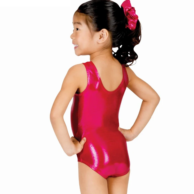 Children Sparkly Metallic Spandex Art Gymnastics Sportswear Competition Dancing For Girl Shiny Costum Stage Performance Leotards