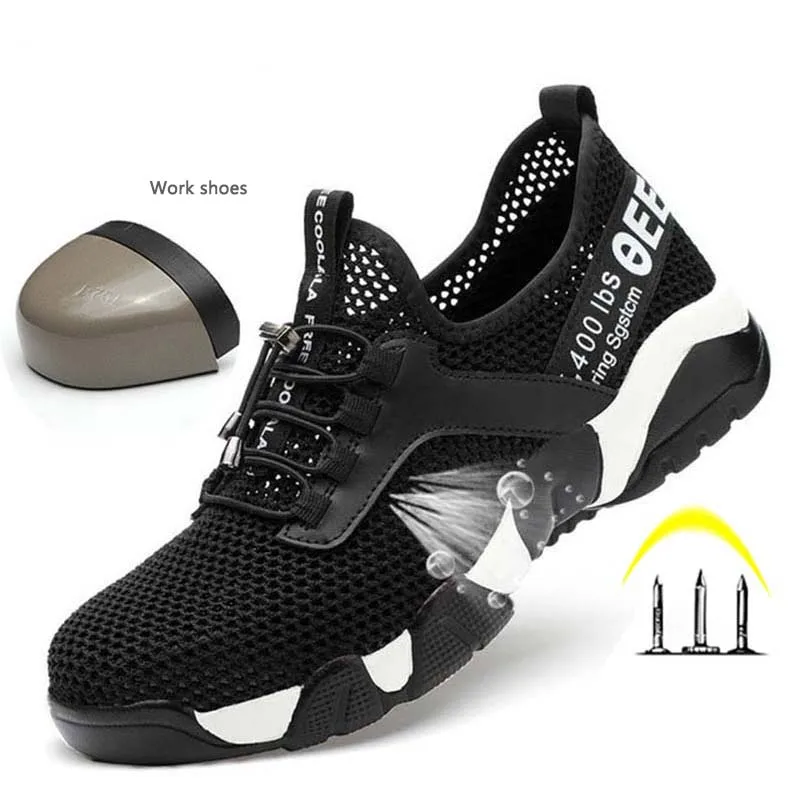 2023New men Steel Toe Work Safety Shoes Lightweight Breathable Reflective Casual Sneaker Prevent piercing Women Protective boots thumbnail 2