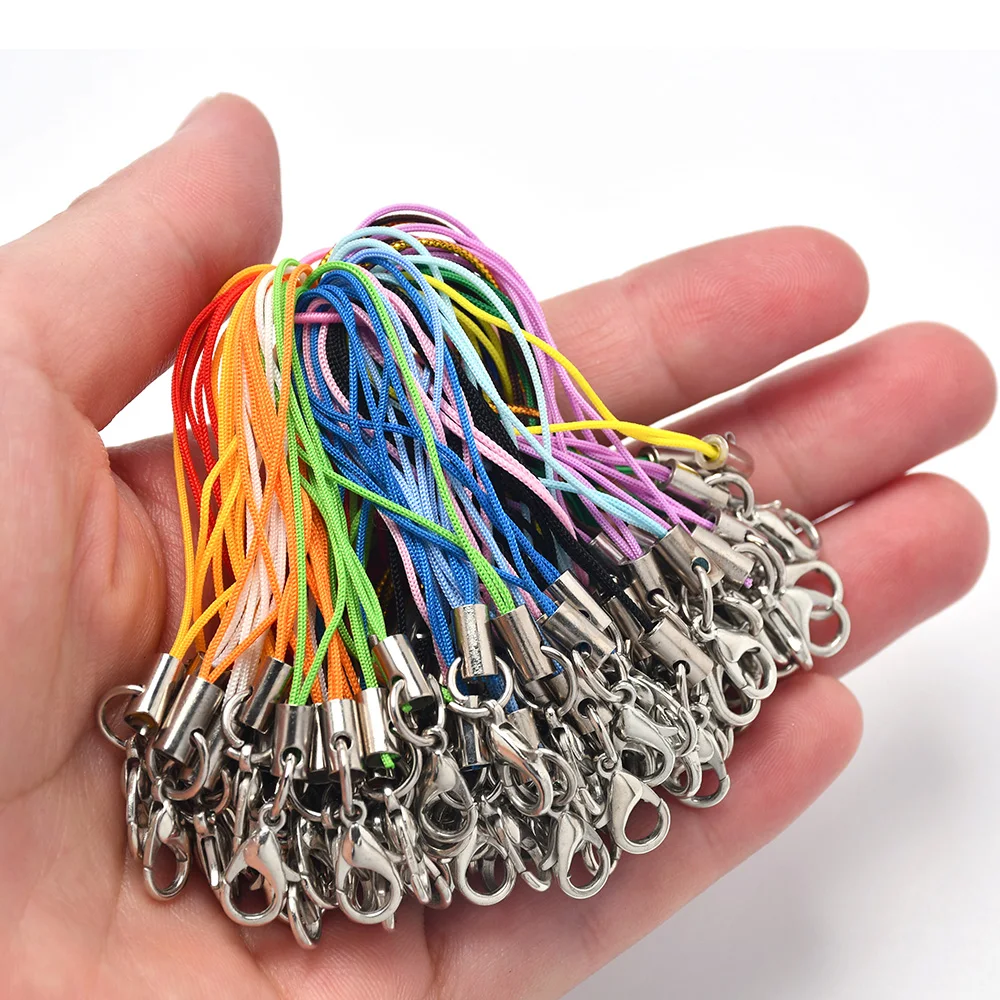 50-100pcs Black Strap Charm Cord Lanyard Lariat Strap Cord Lobster Clasp Rope Keychain Hook Mobile Set Charm Jewelry Accessories thumbnail 3
