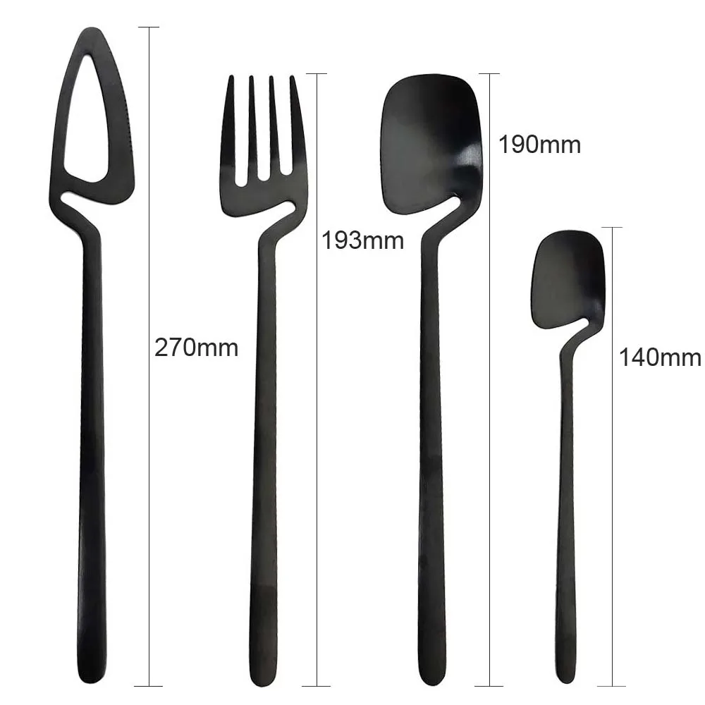 6pcs Black Dinner Fork Flatware Table Decor Kitchen Matte Spoon Knife Dinnerware tableware Cutlery Desserts Soup Coffee Use thumbnail 6