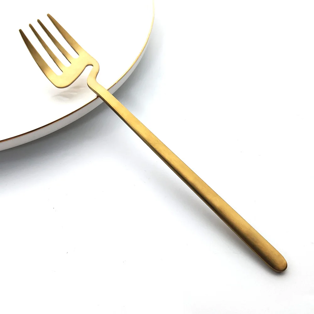 6pcs Black Dinner Fork Flatware Table Decor Kitchen Matte Spoon Knife Dinnerware tableware Cutlery Desserts Soup Coffee Use thumbnail 4