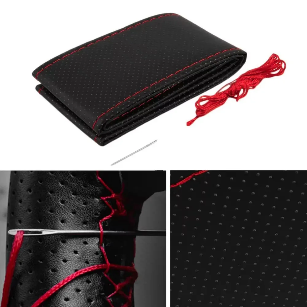 Car Steering Wheel Braid Cover Needles And Thread Artificial Leather Car Covers Suite 5 Color DIY Texture Soft Auto Accessories thumbnail 6