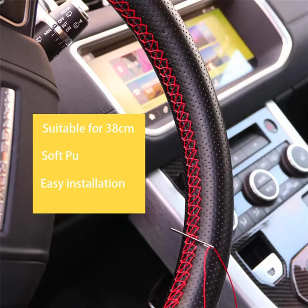 Car Steering Wheel Braid Cover Needles And Thread Artificial Leather Car Covers Suite 5 Color DIY Texture Soft Auto Accessories thumbnail 2