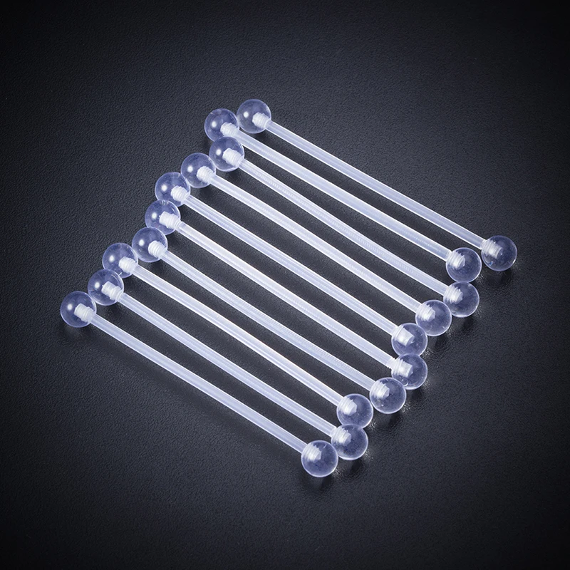 10PCS 14G UV Acrylic Bioflex & Stainless Steel Industrial Barbell Cartilage Earring Retainer Body Piercing Jewelry 1 1/2"(38mm) thumbnail 3
