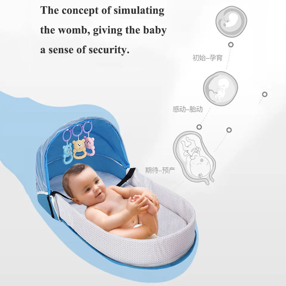 Multi-Function Travel Baby Nest Portable Baby Bed Crib Foldable Babynest Bassinet Infant Sleeping Children's Bed with Mosquito thumbnail 2