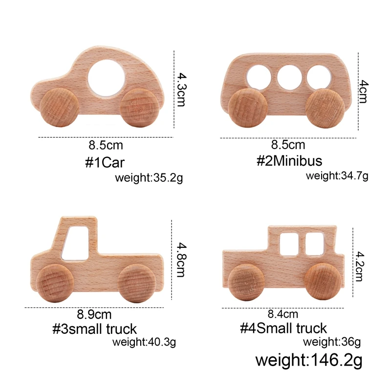 1pc Baby Wooden Car Toys Beech Stacking Blocks Cartoon Educational Montessori Toys For Children Teething Baby Birthday Gifts thumbnail 2