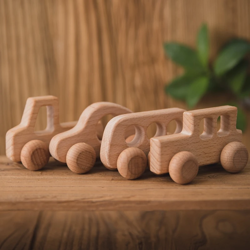1pc Baby Wooden Car Toys Beech Stacking Blocks Cartoon Educational Montessori Toys For Children Teething Baby Birthday Gifts thumbnail 5