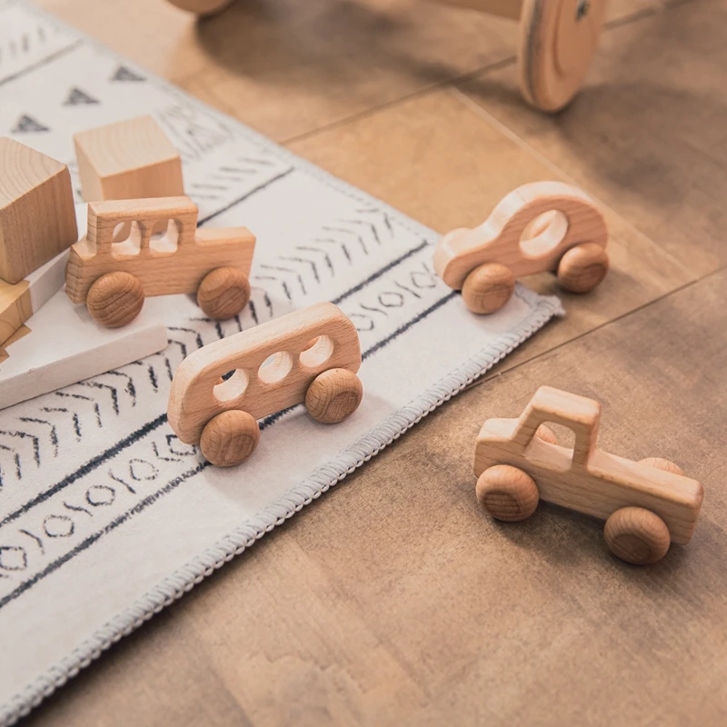 1pc Baby Wooden Car Toys Beech Stacking Blocks Cartoon Educational Montessori Toys For Children Teething Baby Birthday Gifts thumbnail 6