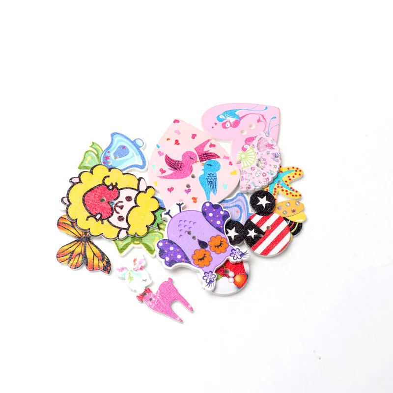 New button fashion Mixed Painting Wooden Buttons For Crafts Scrapbooking Sewing Clothes Button DIY Apparel Supplies thumbnail 3