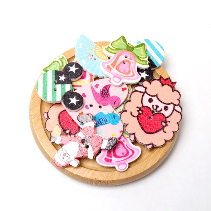 New button fashion Mixed Painting Wooden Buttons For Crafts Scrapbooking Sewing Clothes Button DIY Apparel Supplies thumbnail 5