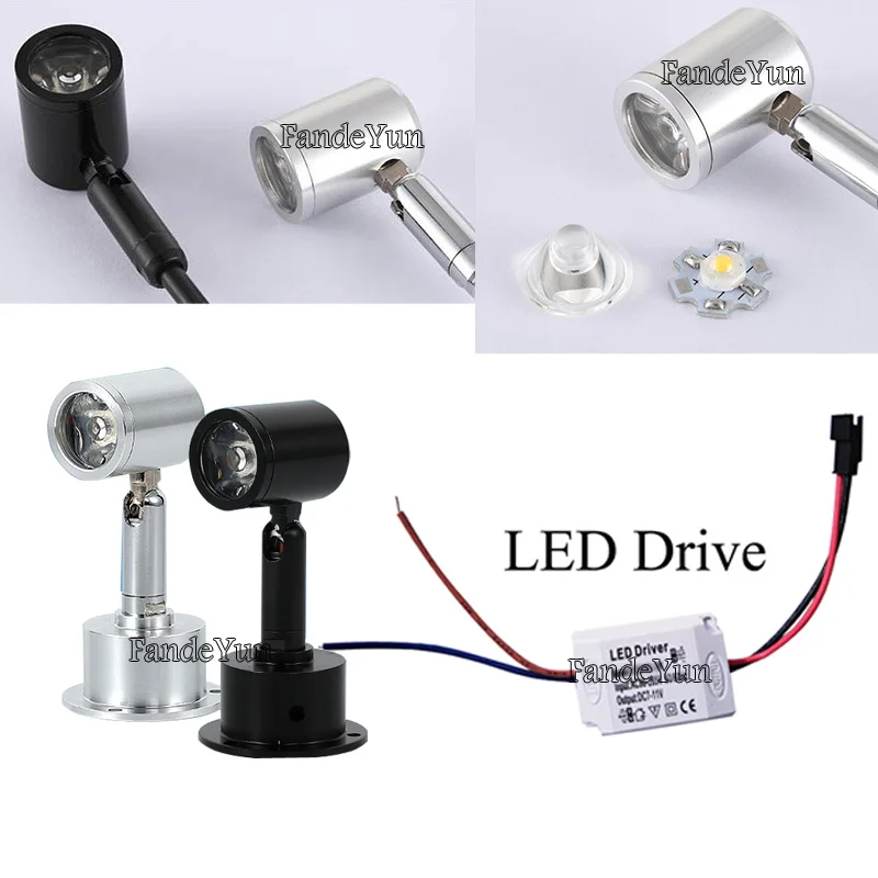 Dimmable LED Mini Downlights 1W 3W AC85-265V Jewelry Display Ceiling Recessed Cabinet Spot Lamp white/black/silver DC12V thumbnail 4