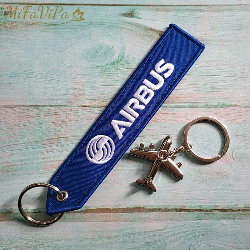 MiFaViPa Fashion Trinket AIRBUS Gift Aviation Keychain Aircraft Key Chain with 1 PC Metal Plane Embroidery A320 NEO Key Chains thumbnail 2