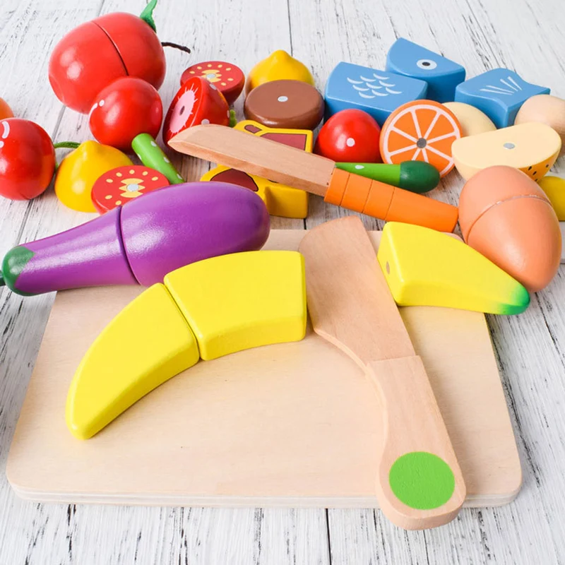 1PCS Wooden Toy Magnetic Cutting Fruit Vegetables Food Pretend Play Simulation Kitchen Role Play Educational Toys For Children thumbnail 3