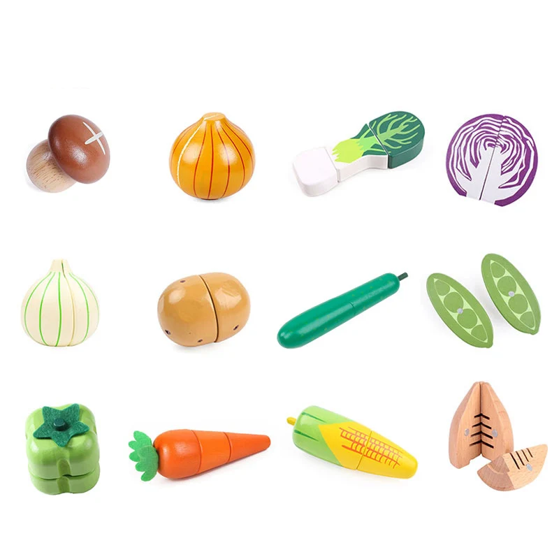 1PCS Wooden Toy Magnetic Cutting Fruit Vegetables Food Pretend Play Simulation Kitchen Role Play Educational Toys For Children thumbnail 5