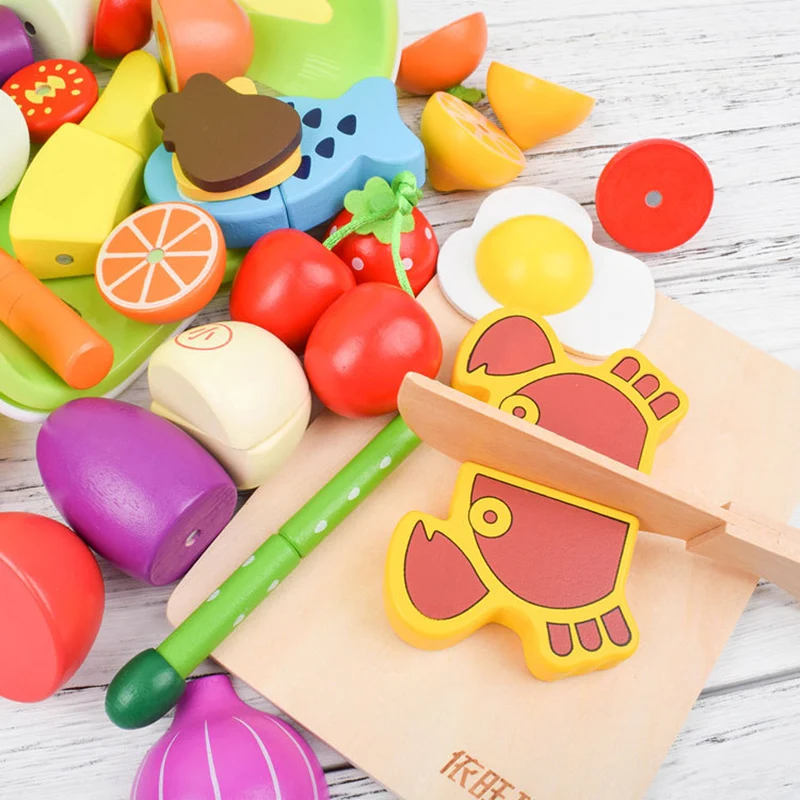 1PCS Wooden Toy Magnetic Cutting Fruit Vegetables Food Pretend Play Simulation Kitchen Role Play Educational Toys For Children thumbnail 2