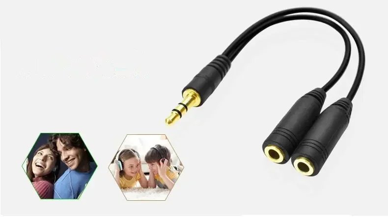 Headphone Splitter, 3.5mm Extension Cable Audio Stereo Y Splitter (Hi-Fi Sound), 3.5mm Male to 2 Ports 3.5mm Female spliter thumbnail 3