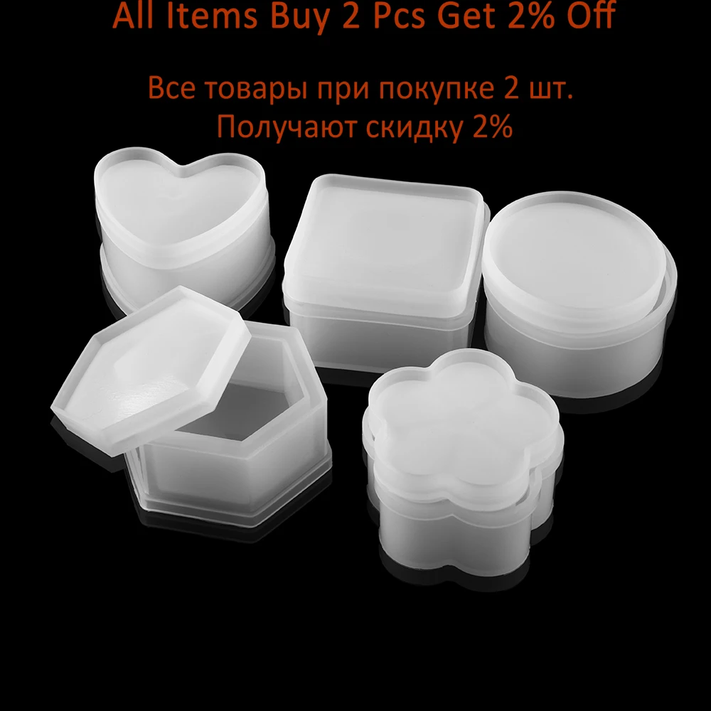Round Storage Box Resin Epoxy Molds Heart Shape Candy Jewelry Box Resin Molds Silicone For DIY Jewelry Making Epoxy Moulds thumbnail 2