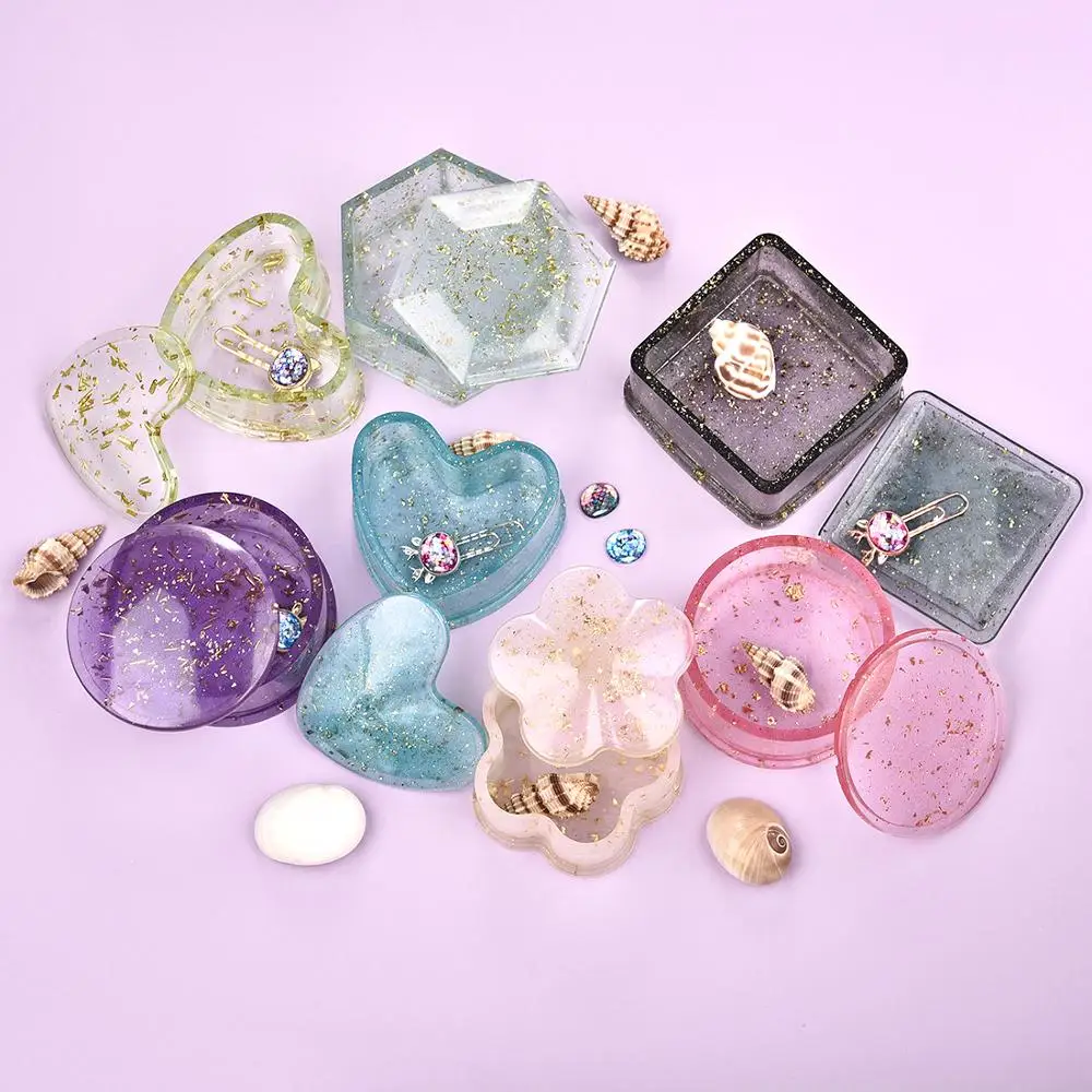 Round Storage Box Resin Epoxy Molds Heart Shape Candy Jewelry Box Resin Molds Silicone For DIY Jewelry Making Epoxy Moulds thumbnail 3