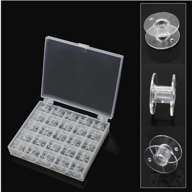 25Pcs Clear Sewing Machine Bobbins Spools Empty Bobbins Spools Plastic Storage Box For Home Sewing Accessories Tools thumbnail 2