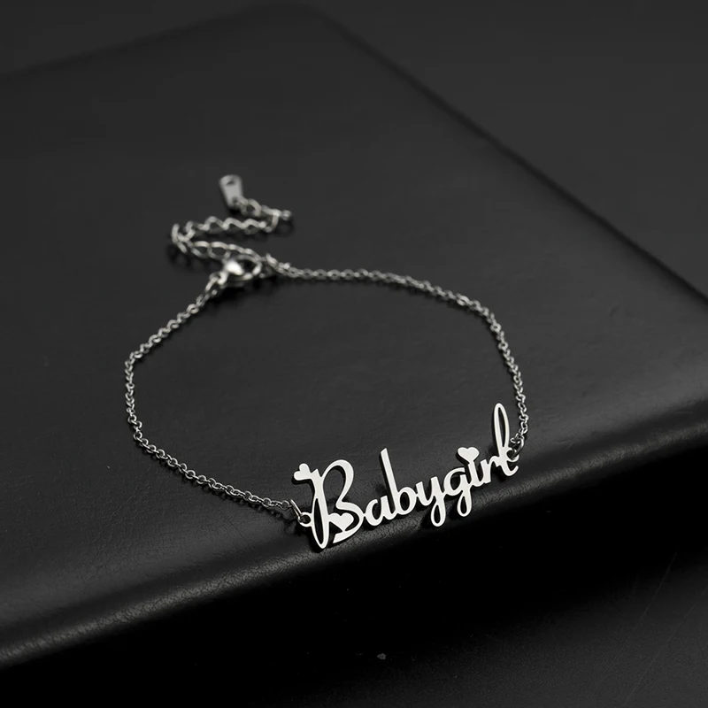 Letter Text Custom Name Bracelet For Baby Women Men Personalized Child Kid Gold Color Anklet Family Gift Stainless Steel Jewelry thumbnail 5