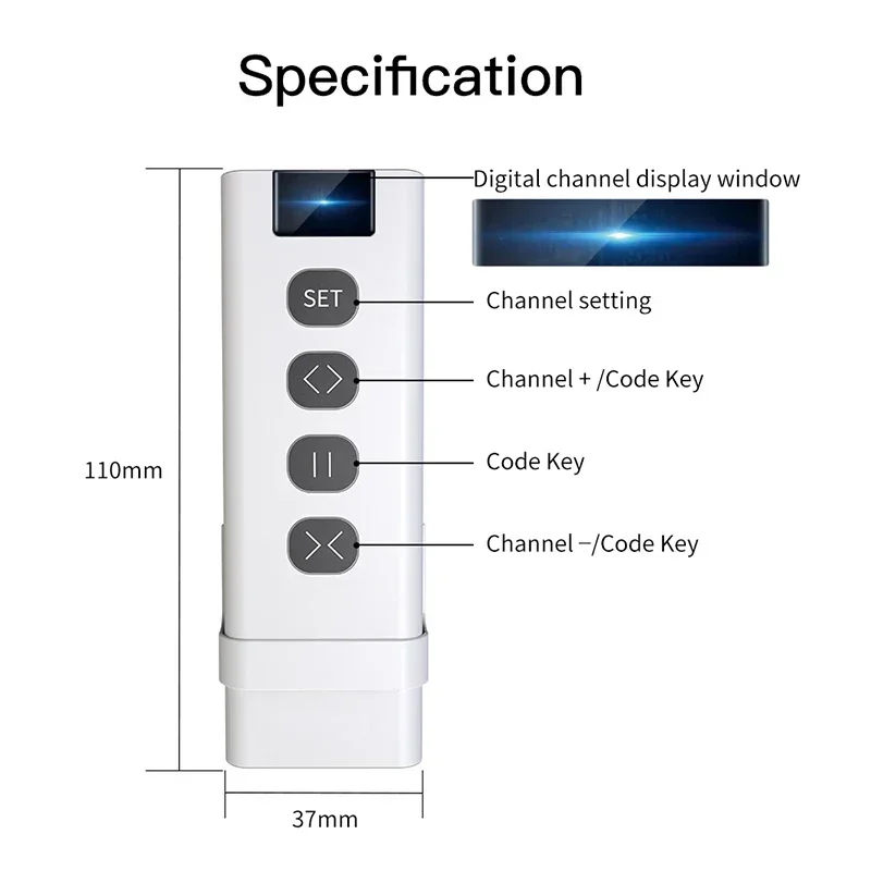 9 /1 Channel RF433 Remote Control for WiFi Curtain Switch RF Roller Blinds Module Battery Powered Curtain Accessories Emitter thumbnail 6