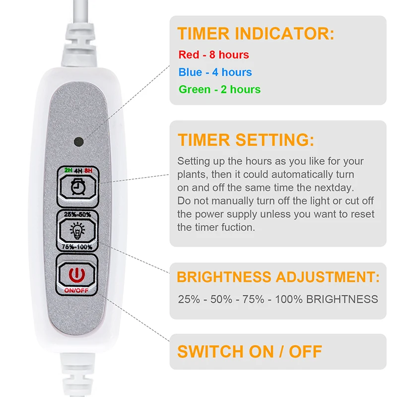 Indoor Grow Light Phyto Lamp For Plants Hydroponic Kits Full Spectrum Phytolamp For Plants Indoor Growing Lamp Timer With Power thumbnail 4