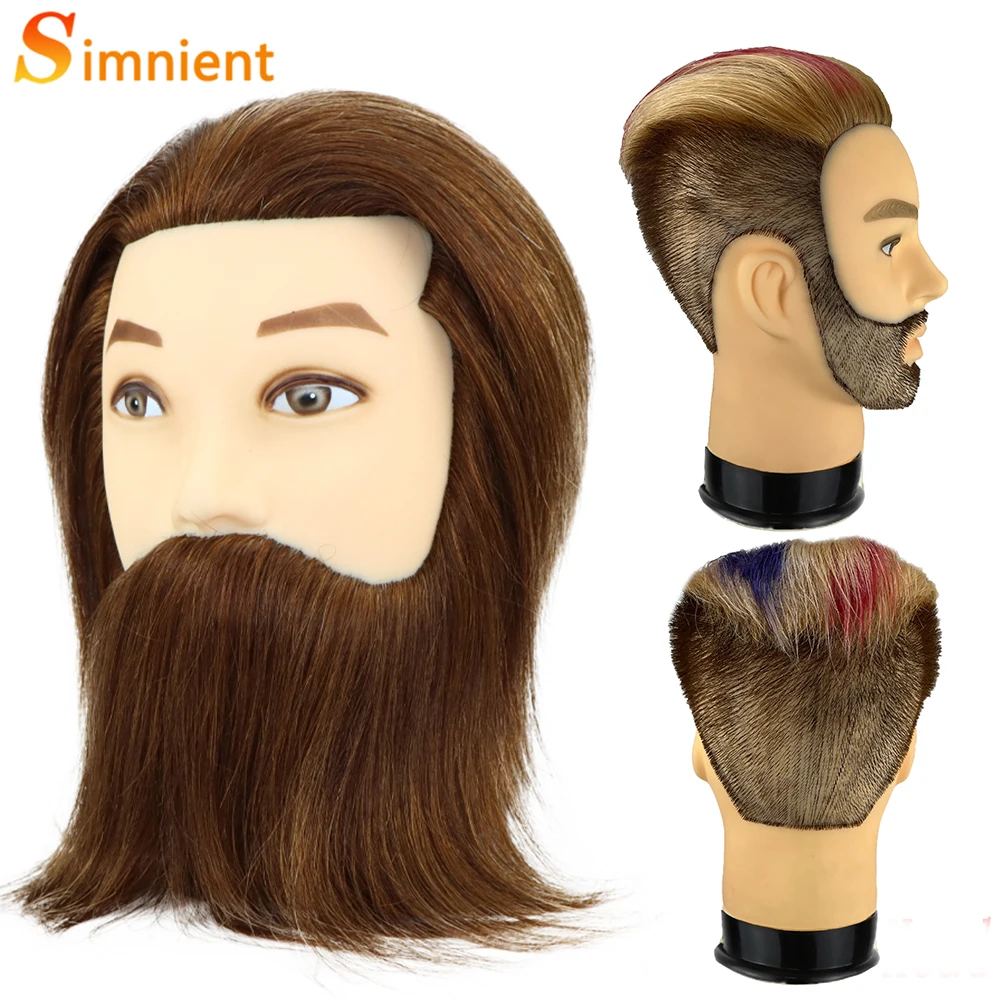 Simnient Male Mannequin Head With 100% Real Human Hair For Practice Hairdresser Cosmetology Training Doll Head For Hair Styling thumbnail 4
