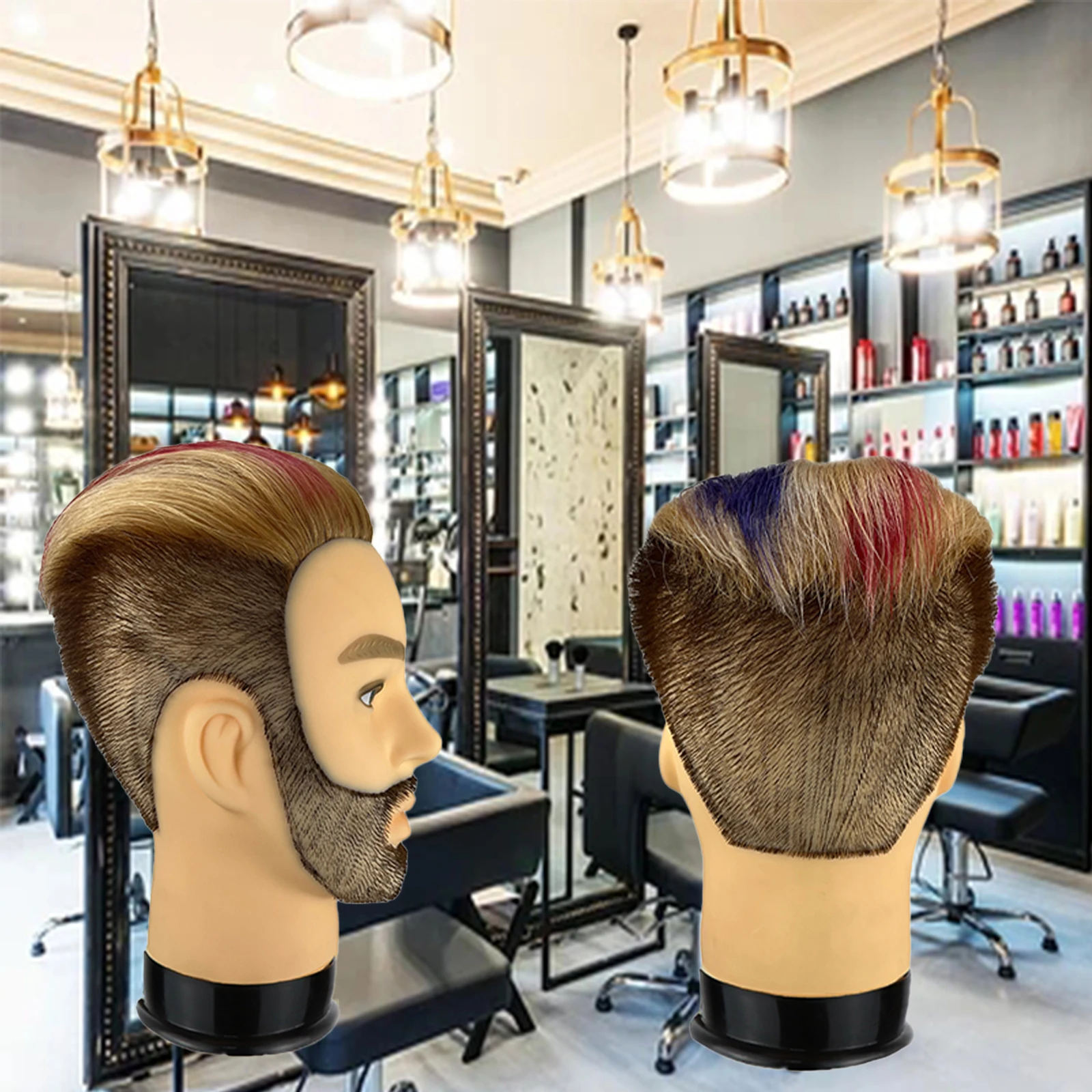 Simnient Male Mannequin Head With 100% Real Human Hair For Practice Hairdresser Cosmetology Training Doll Head For Hair Styling thumbnail 5