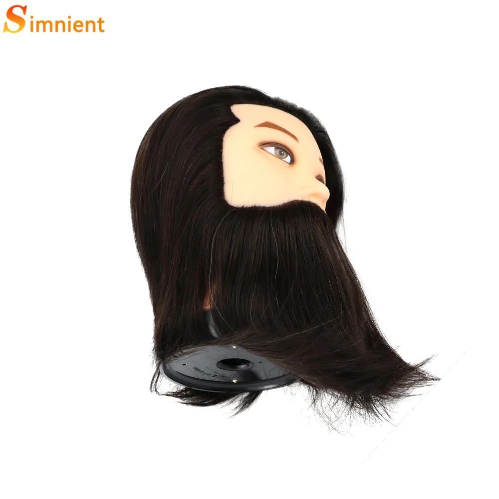 Simnient Male Mannequin Head With 100% Real Human Hair For Practice Hairdresser Cosmetology Training Doll Head For Hair Styling thumbnail 2
