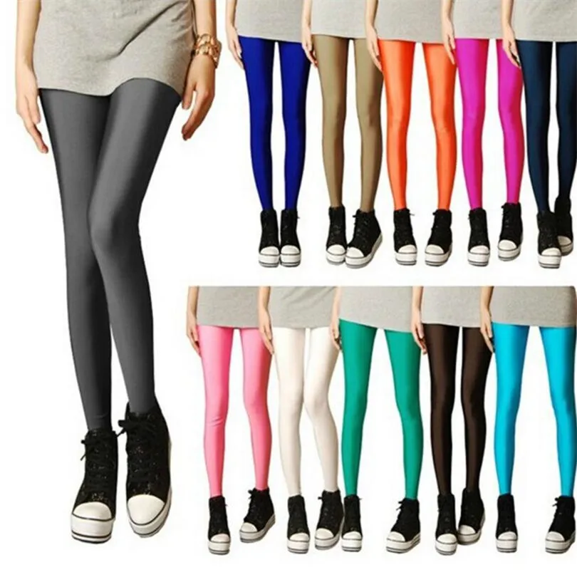 New Spring Solid Candy Neon Leggings for Women High Stretched Female Legging Pants Girl Clothing Leggins Plug Size thumbnail 2