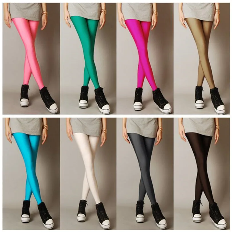 New Spring Solid Candy Neon Leggings for Women High Stretched Female Legging Pants Girl Clothing Leggins Plug Size thumbnail 3