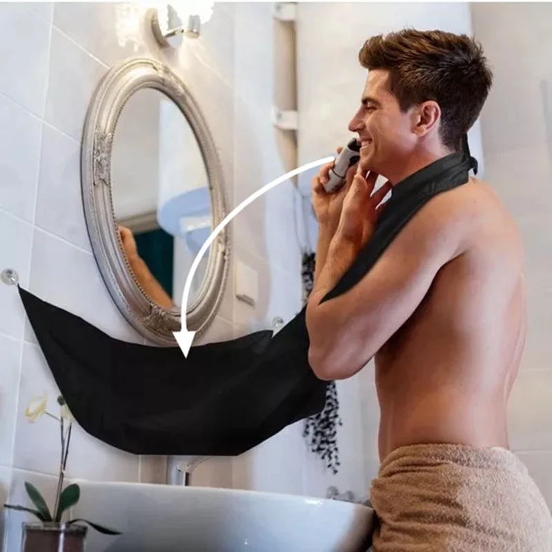 Male Shaving Apron Beard Catcher Cape Care Bib Face Shaved Hair Adult Bibs Shaver Cleaning Hairdresser Gift for Man Clean Apron thumbnail 3