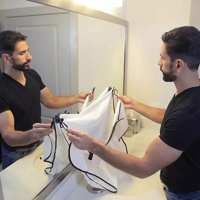 Male Shaving Apron Beard Catcher Cape Care Bib Face Shaved Hair Adult Bibs Shaver Cleaning Hairdresser Gift for Man Clean Apron thumbnail 2