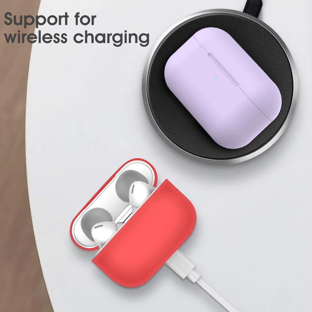 For AirPods Pro Protective Case Silicone New Solid Color Apple Airpods 2 1 Bluetooth Headset Soft Case Cover with Hook thumbnail 6
