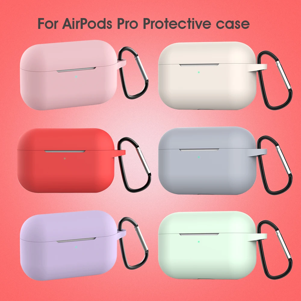 For AirPods Pro Protective Case Silicone New Solid Color Apple Airpods 2 1 Bluetooth Headset Soft Case Cover with Hook thumbnail 4