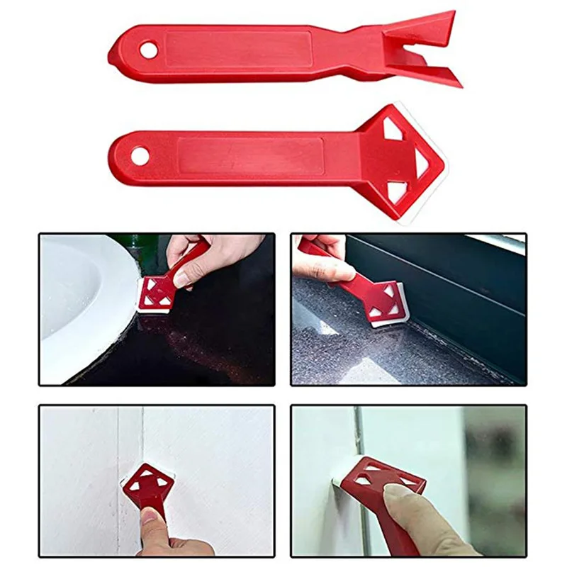 2Pcs Silicone Glass Cement Scraper Tool Caulking Sealant Spatula Finishing Grout Floor Cleaning Tile Tool Spatula Glue Shovel thumbnail 3