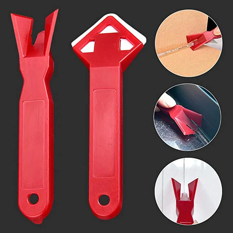 2Pcs Silicone Glass Cement Scraper Tool Caulking Sealant Spatula Finishing Grout Floor Cleaning Tile Tool Spatula Glue Shovel thumbnail 6