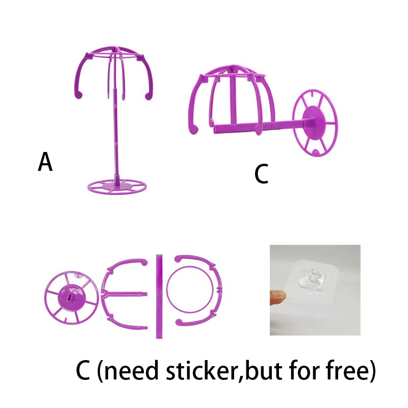 Multifunctional Adjustable Wig Stand Plastic Hat Display Wig Head Holders Portable Folding Wig Stable Tools thumbnail 5