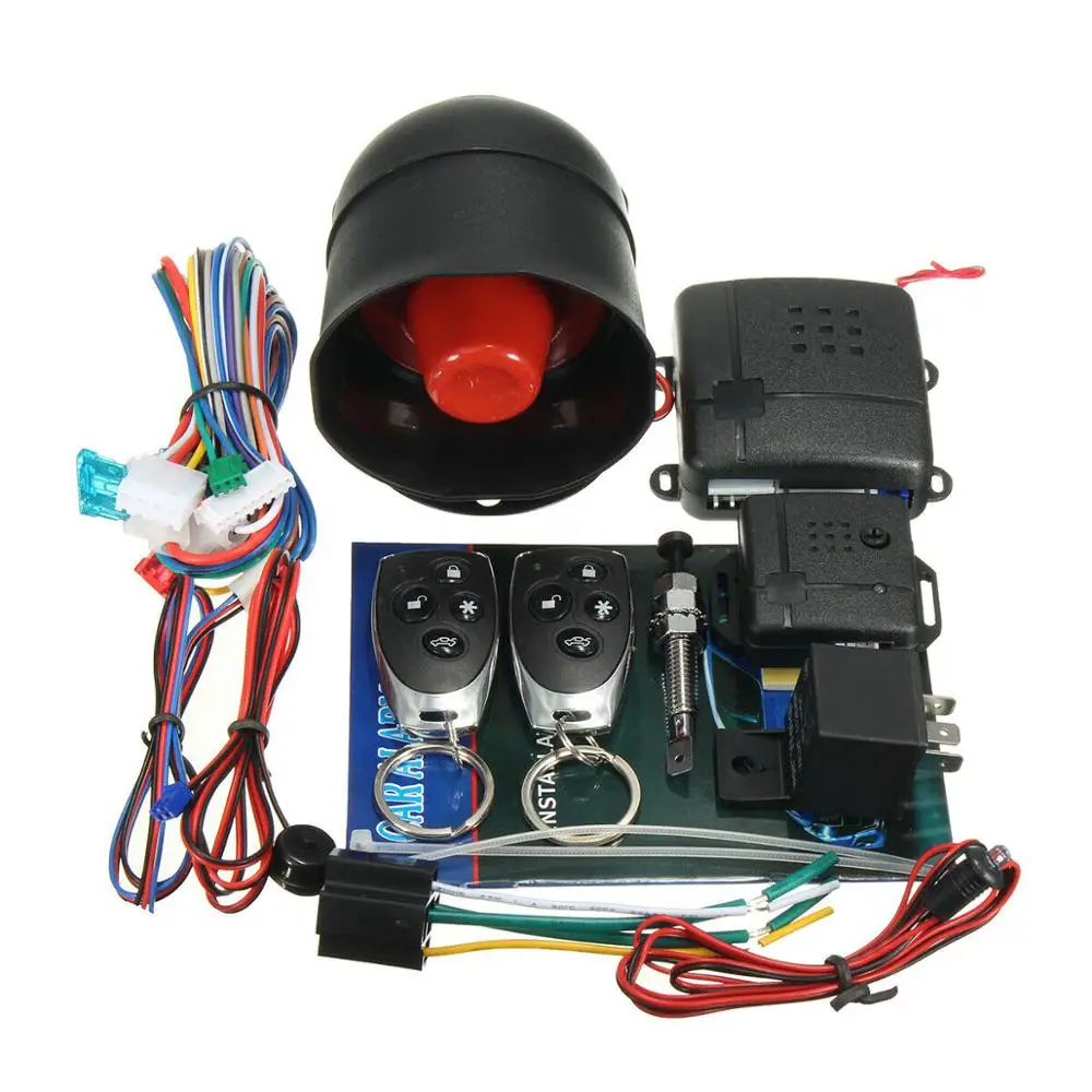 New Universal 1-Way Car Alarm Vehicle System Protection Security System Keyless Entry Siren + 2 Remote Control Burglar Alarm thumbnail 3