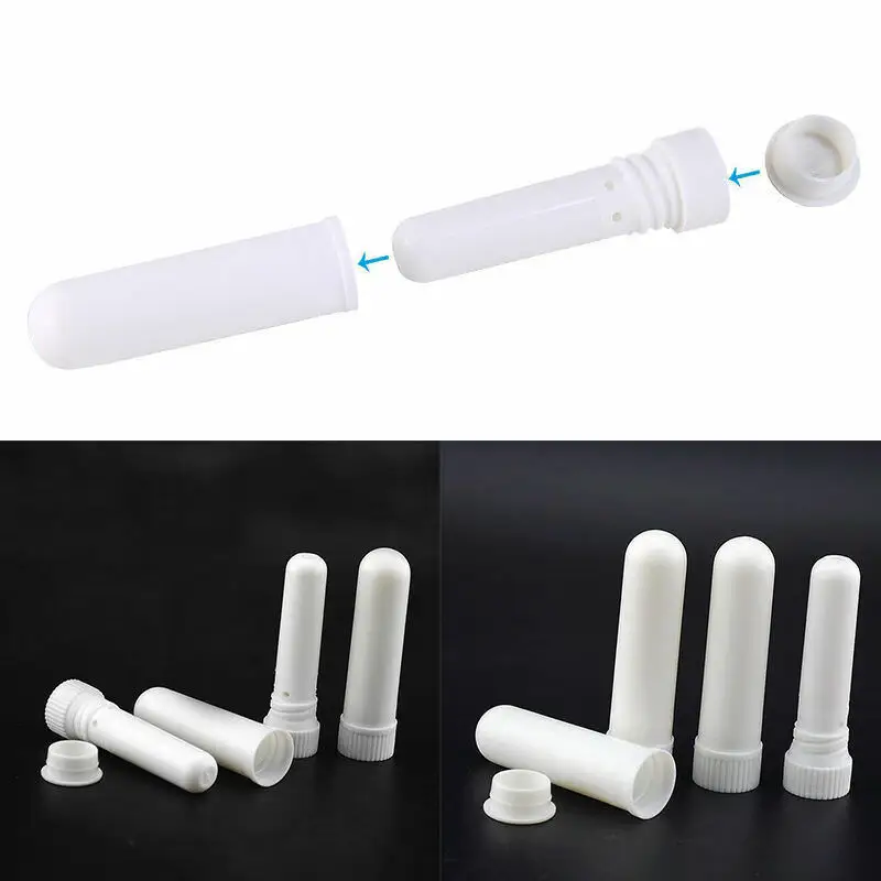 5/10/25 piece white plastic blank aromatherapy inhalation tube stick nasal container with wick essential oil nasal container thumbnail 5