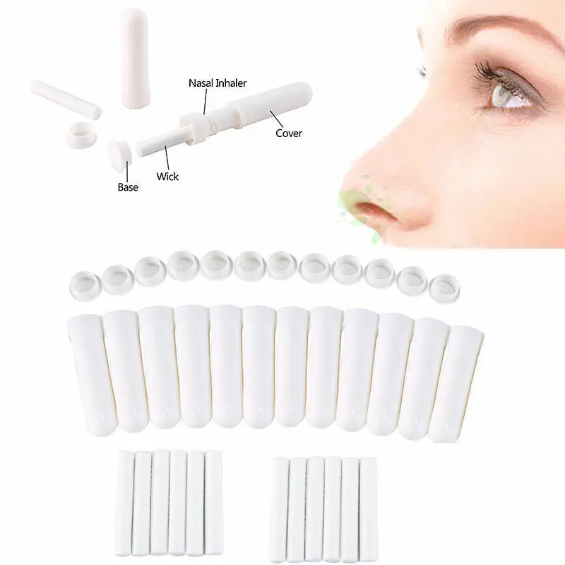 5/10/25 piece white plastic blank aromatherapy inhalation tube stick nasal container with wick essential oil nasal container thumbnail 4