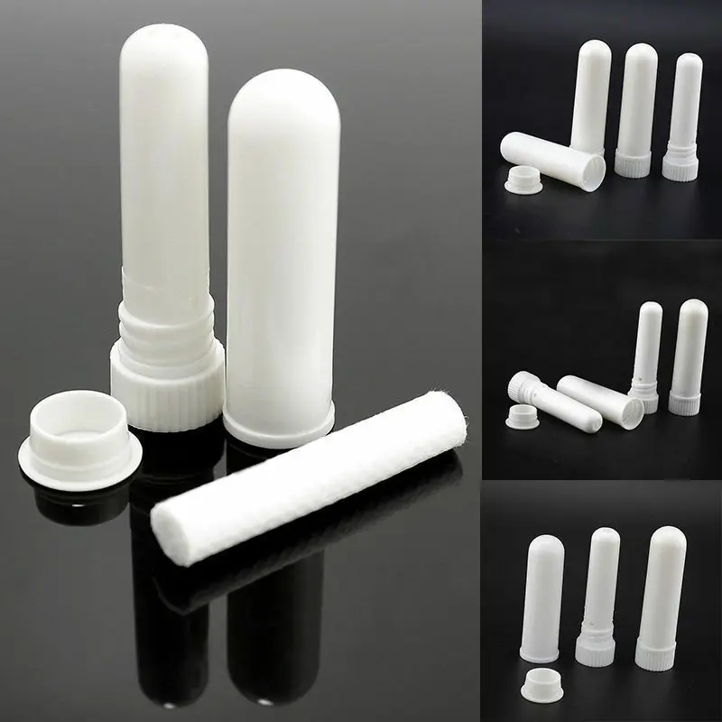 5/10/25 piece white plastic blank aromatherapy inhalation tube stick nasal container with wick essential oil nasal container thumbnail 3