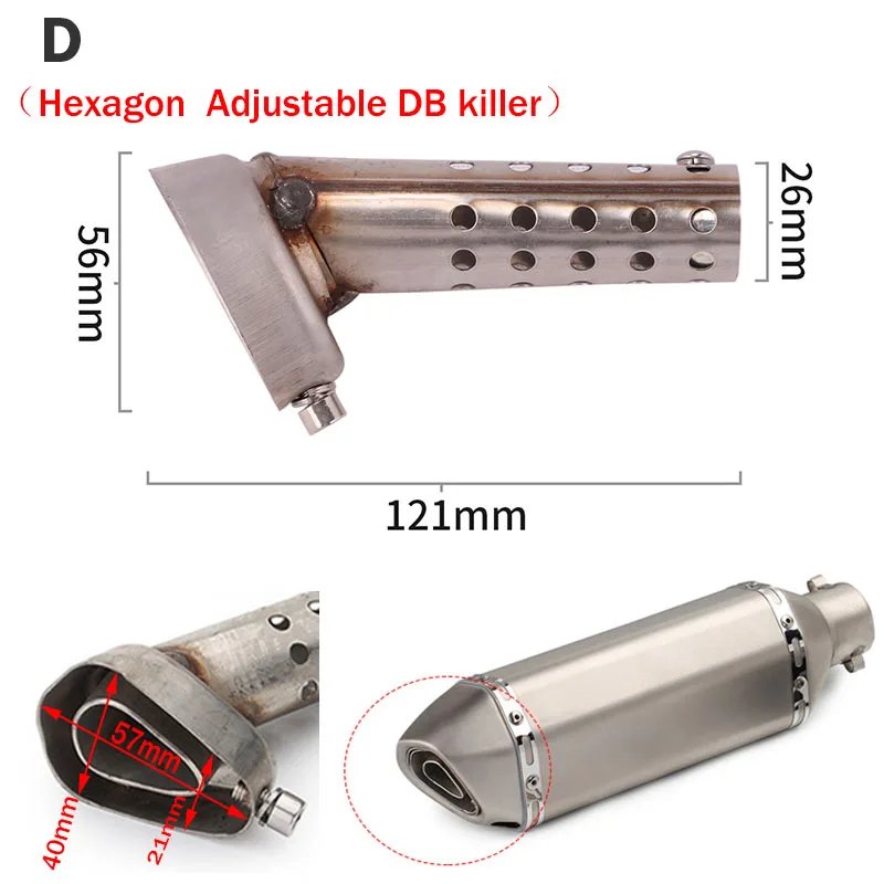 57mm*40mm Motorcycle Exhaust Muffler Escape DB Killer Adjustable Silencer Reduce Noise Sound Eliminator for Akrapovic thumbnail 2