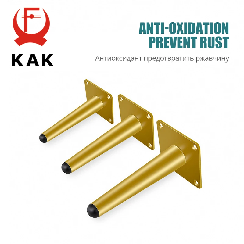 KAK 4pcs Gold Furniture Legs Black Cold Rolled Steel Table Feet Sofa Bed Leg Replacement 800KG Heavy Duty Furniture Hardware thumbnail 5