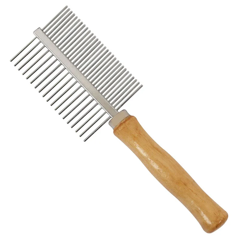 Pet Hair Grooming Accessories Wooden Handle Cat Dog Hair Comb Stainless Steel Pet Massage Hair Trimmer Comb Easy Cleaning Brush thumbnail 4