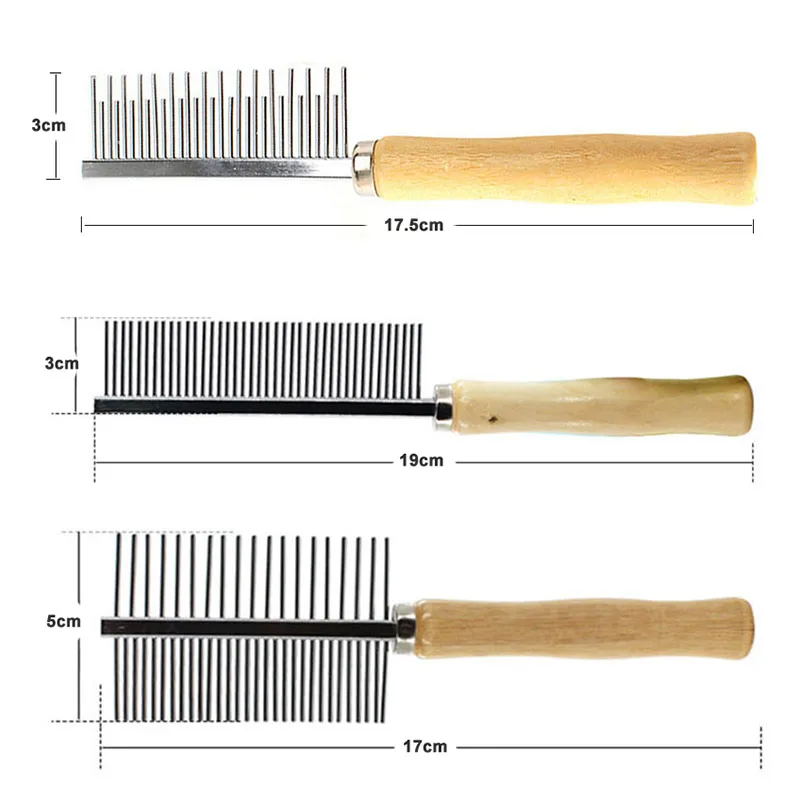 Pet Hair Grooming Accessories Wooden Handle Cat Dog Hair Comb Stainless Steel Pet Massage Hair Trimmer Comb Easy Cleaning Brush thumbnail 6